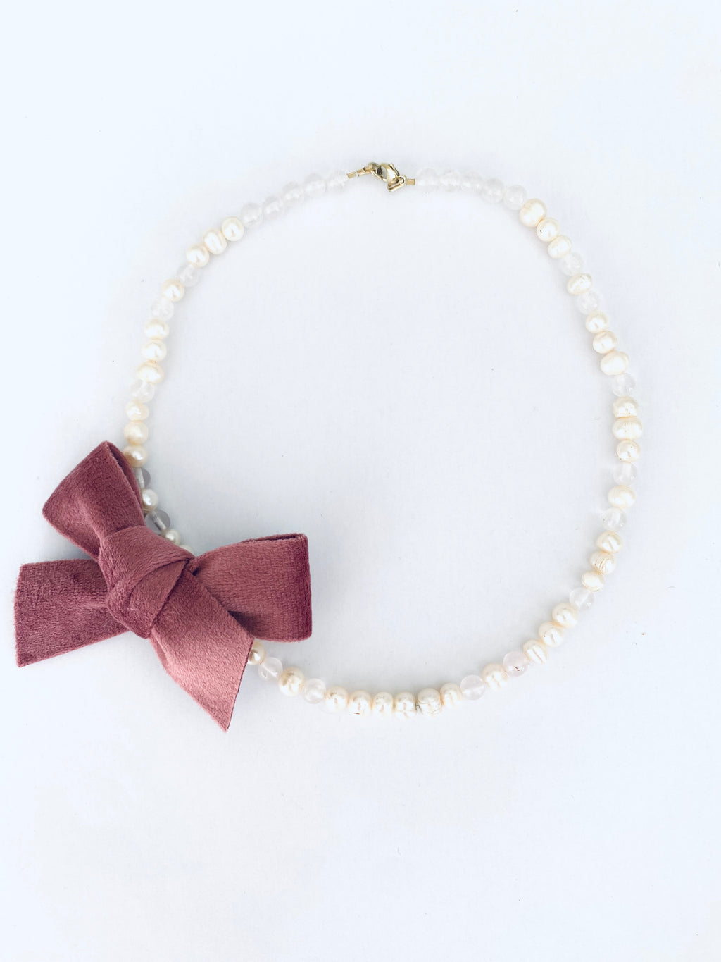 Velvet Bow Pearl Necklace
