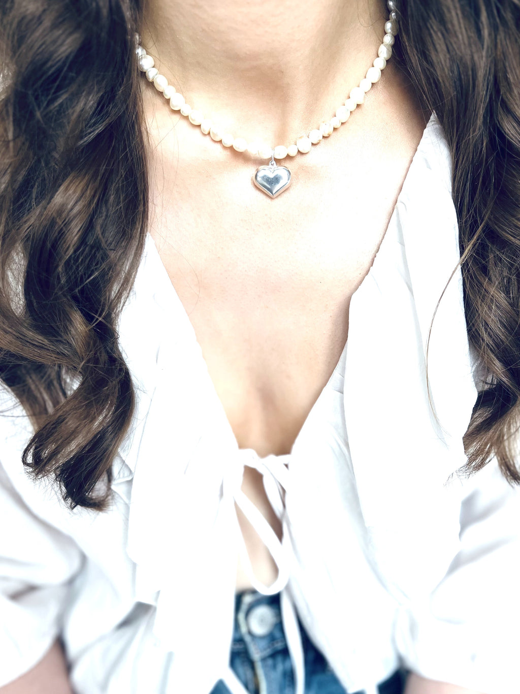 Ivy Heart Pearl Necklace