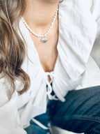 Ivy Heart Pearl Necklace