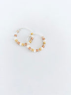 Nude Beaded Hoop Earrings