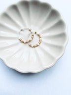 Nude Beaded Hoop Earrings