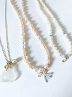 Peach Pearl Dragonfly Necklace