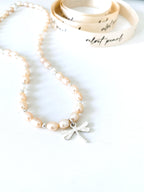 Peach Pearl Dragonfly Necklace