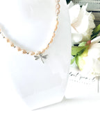 Peach Pearl Dragonfly Necklace