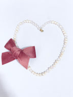 Velvet Bow Pearl Necklace