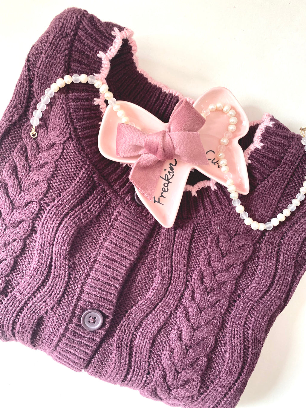 Velvet Bow Pearl Necklace