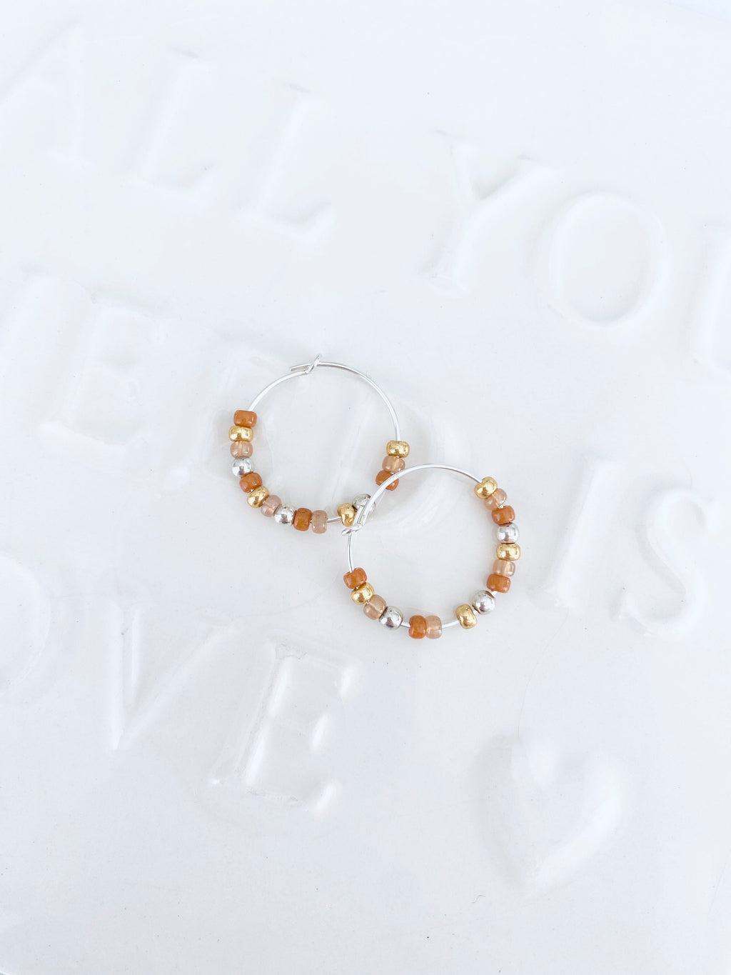 Toffee Beaded Hoop Earrings