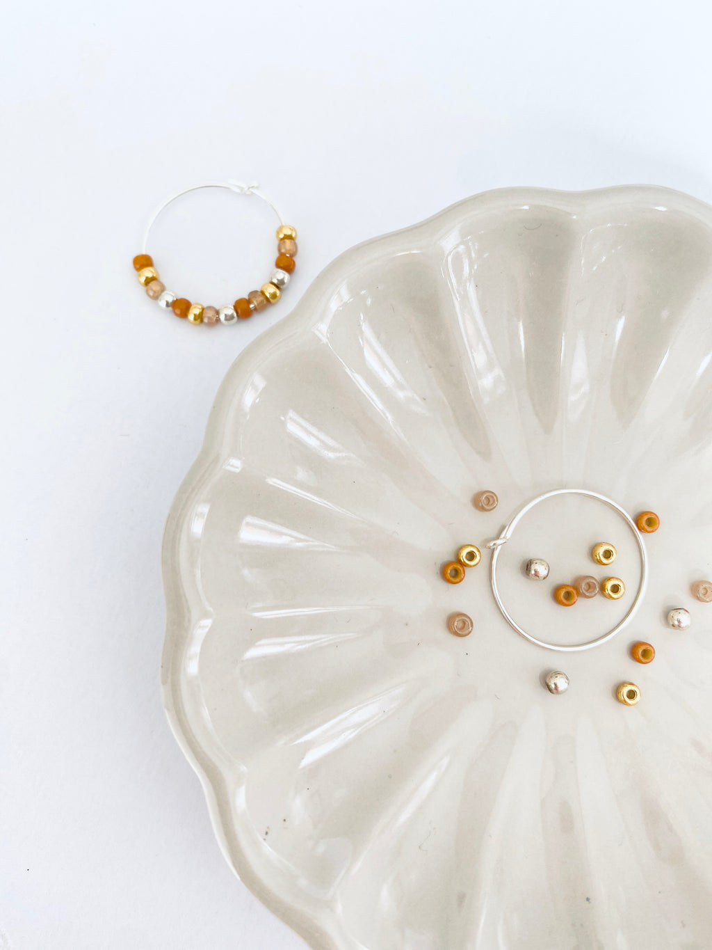 Toffee Beaded Hoop Earrings