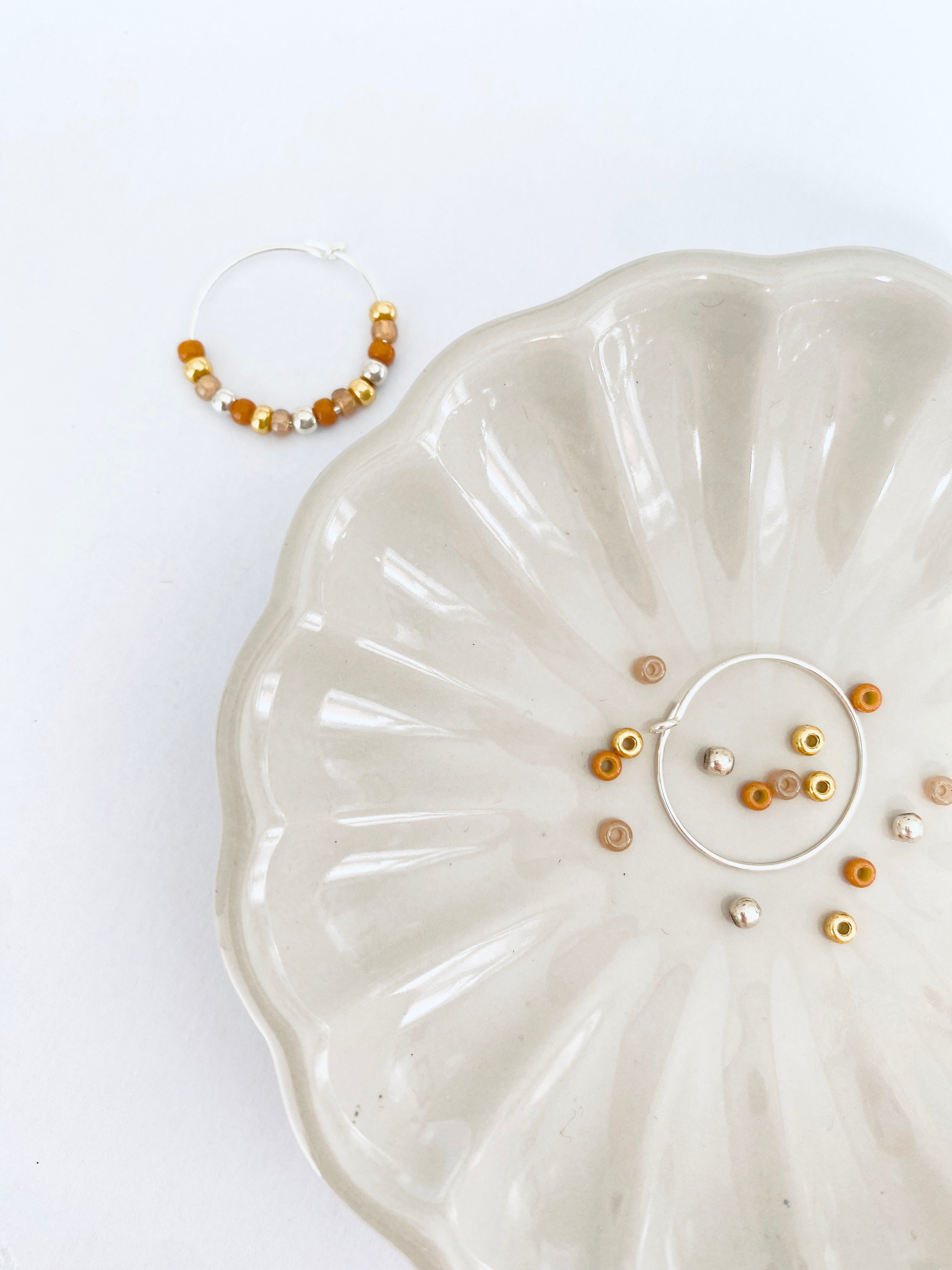 Toffee Beaded Hoop Earrings