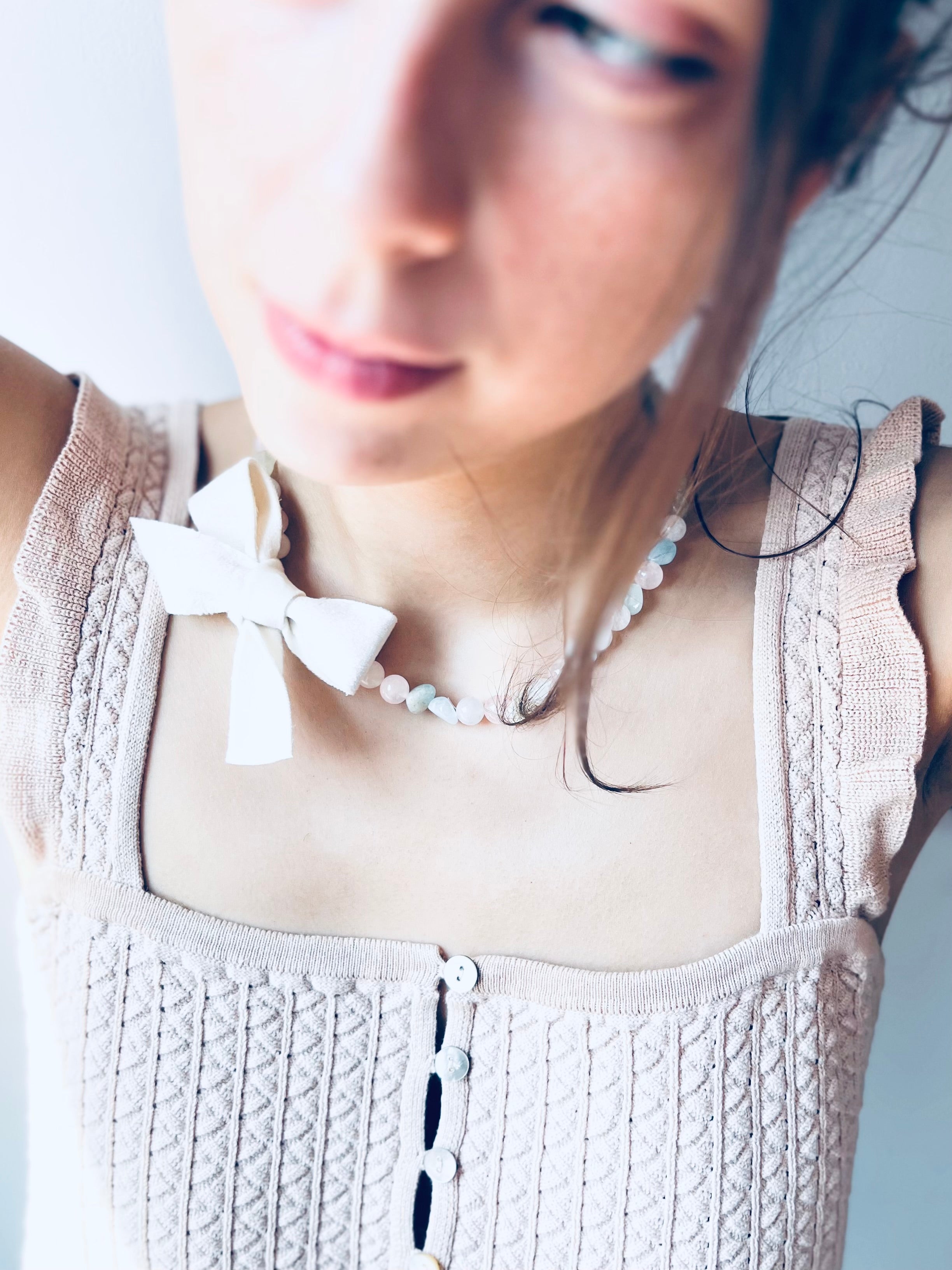 Velvet Bow Morganite Necklace
