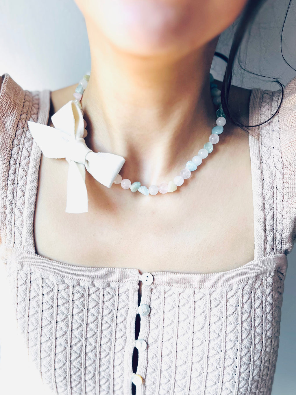 Velvet Bow Morganite Necklace